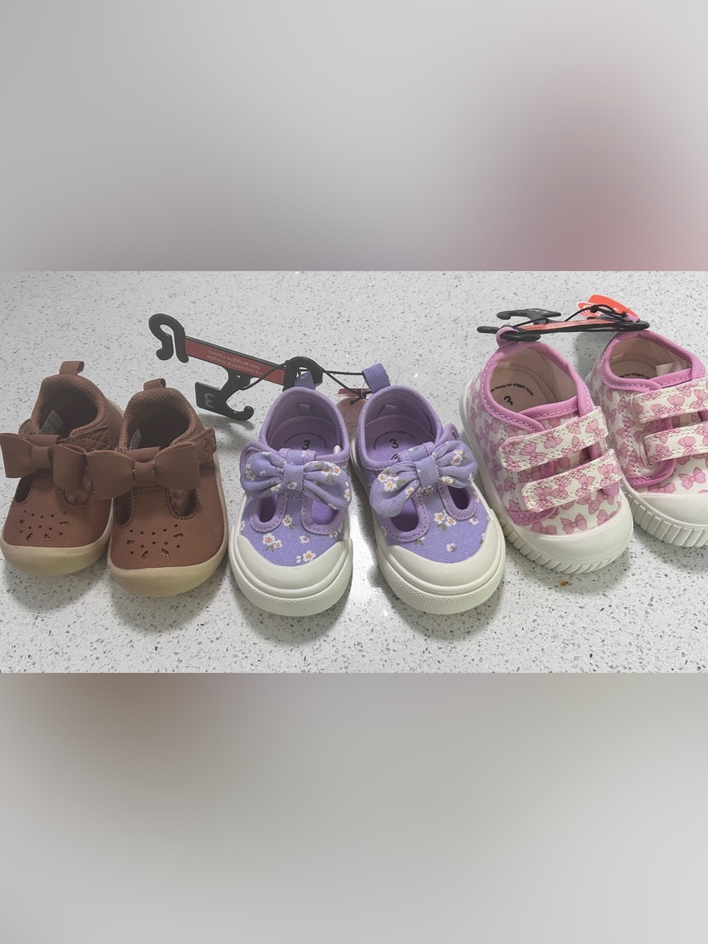 3 pair of baby/toddler girls shoes size 3